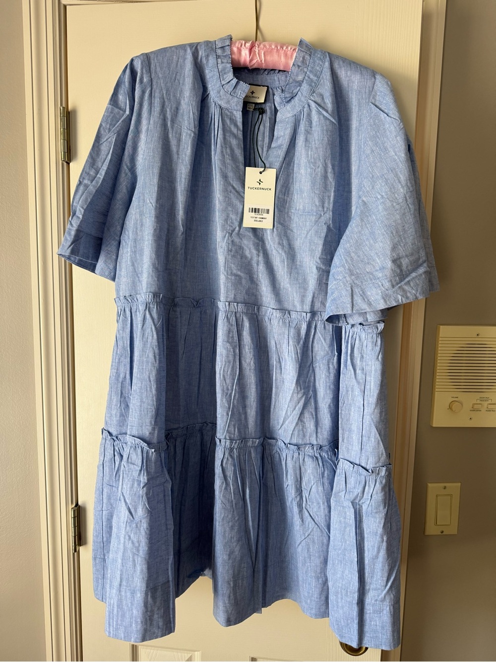 Tuckernuck Light Blue Tiered Cotton Dress for Girls